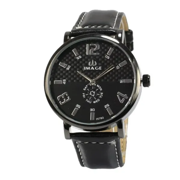 IMAGE Leather Strap Casual Analog Watch For Men